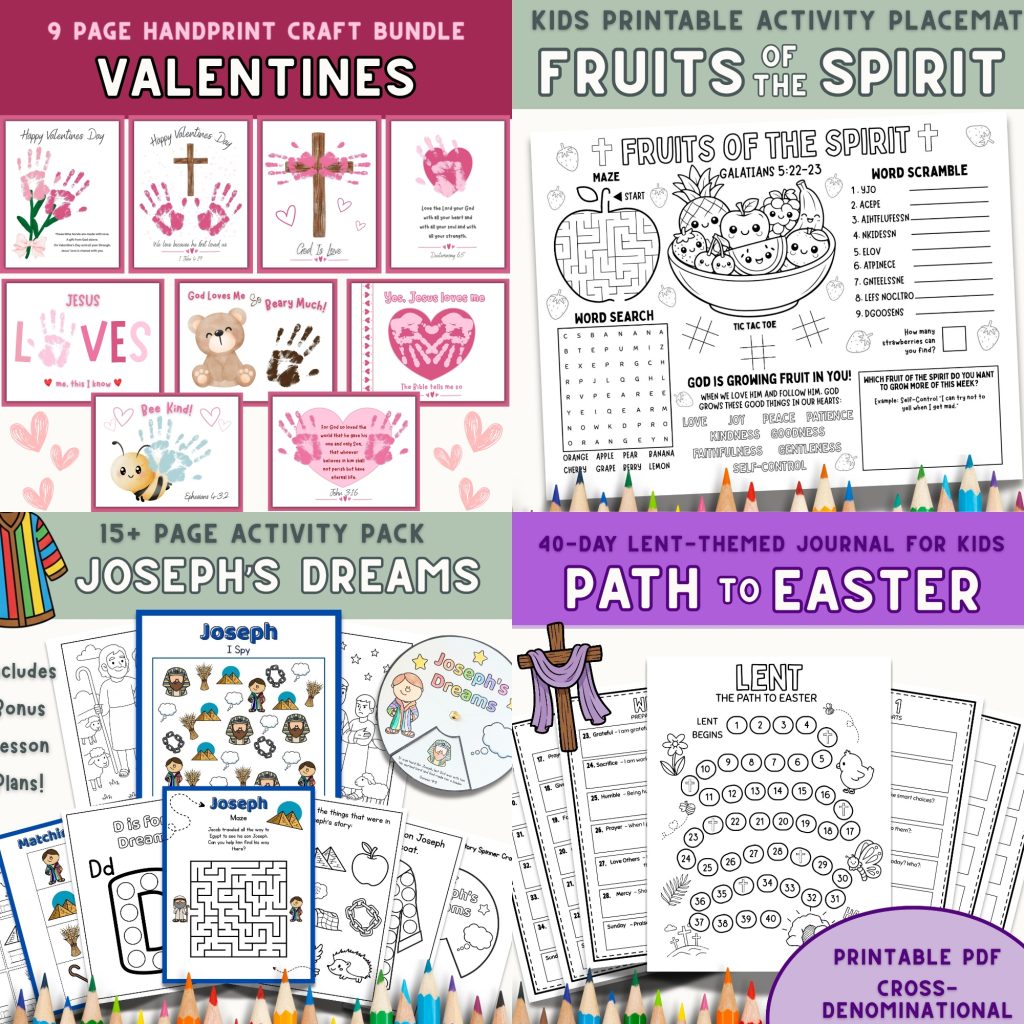 Gracehouse Printables Christian digital downloadable kids activities and women's resources available on Etsy.